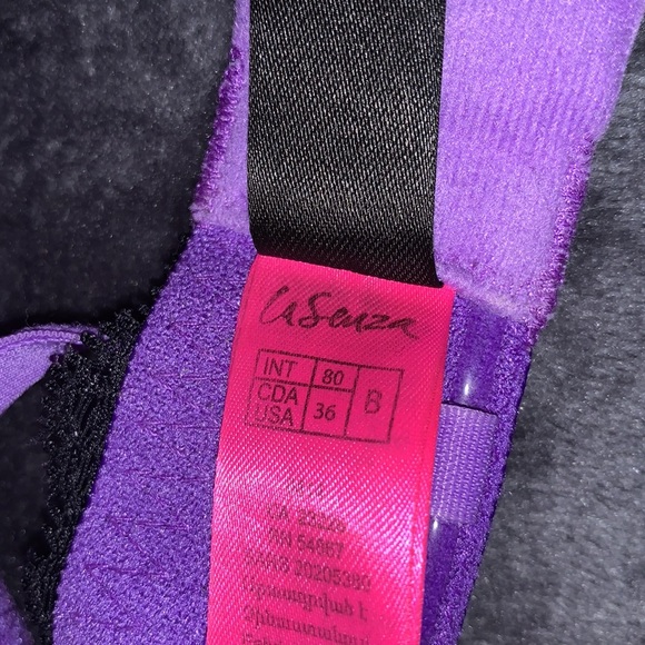 ✨LA SENZA PURPLE W/ BLACK LACE PUSH-UP BRA - SIZE: US 36B - Picture 3 of 3